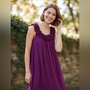 ELIZA J New York Ruffle Swing Shift Dress Size Party Evening Purple Pink Sz 14